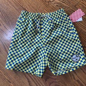 Vans Boys Yellow & Blue Checkerboard boardshorts